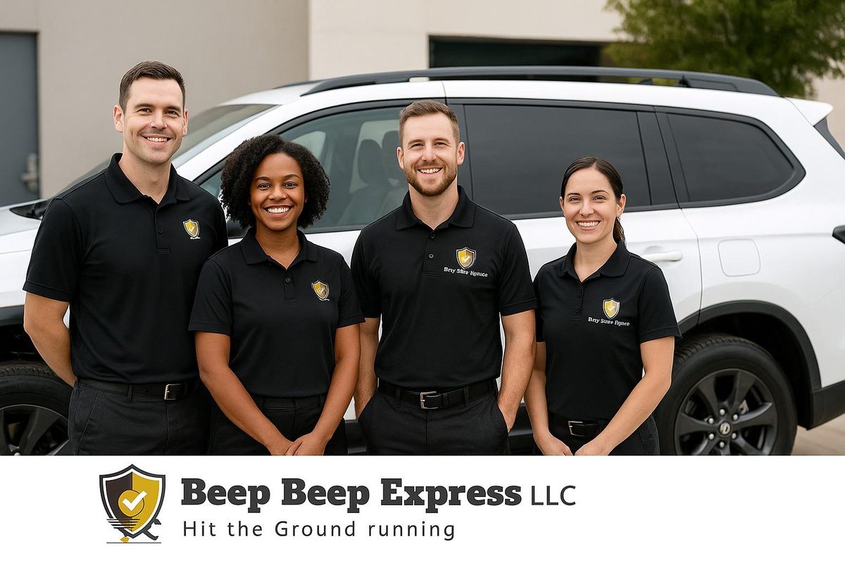 Beep Beep Express team in front of vehicle
